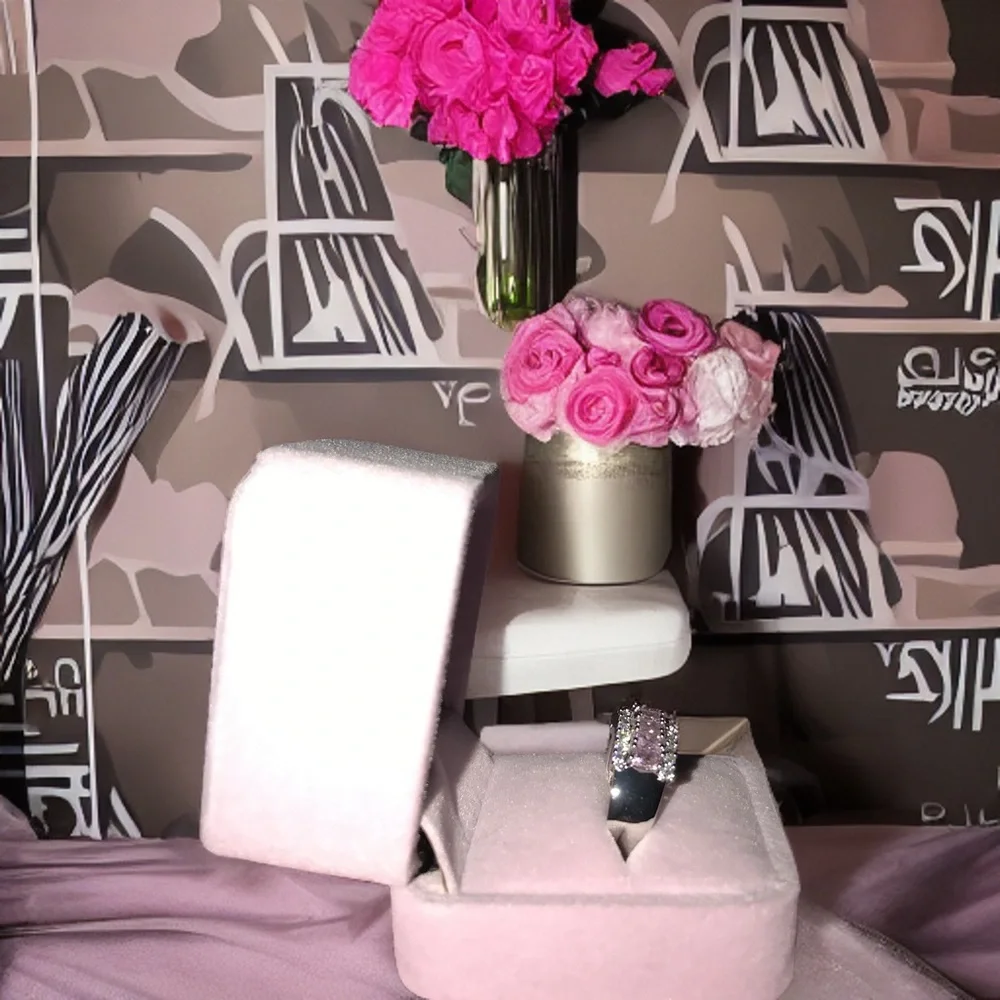 🌷Beautiful Pink Zircon Silver Plated Wide Ban - Picture 7 of 7